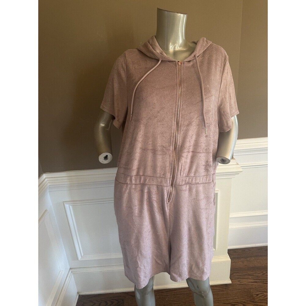 Fabletic X Yitty Terry Cloth Mauve Purple Hoodie Romper XXL/1X